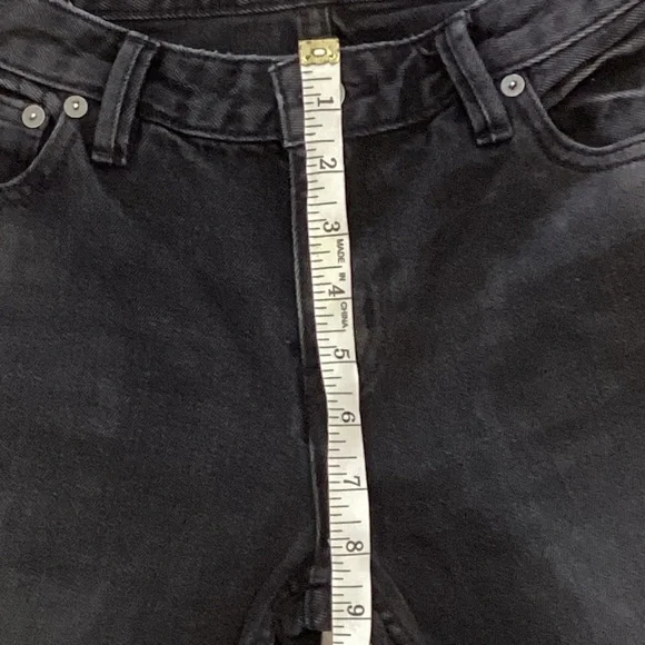 We The Free Black Denim Distressed Raw Hem Flare Boho Mid-Rise Jeans, Size 26 - Picture 12 of 15